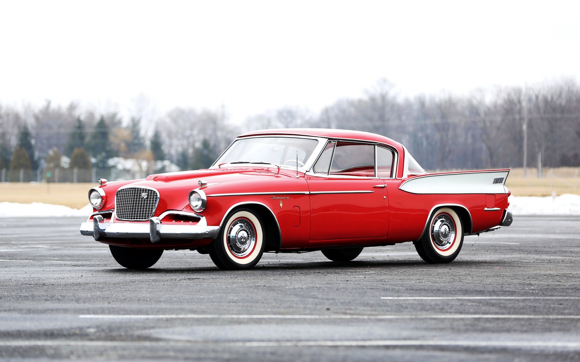 Картинки Studebaker, золотой ястреб, 1957, красный, вид сбоку фото и обои на рабочий стол
