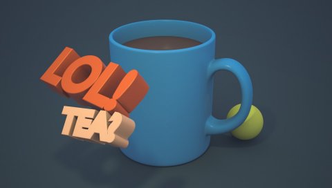 Lol, tea, 3d, cup, label