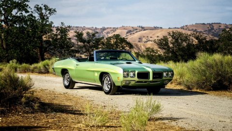 Pontiac, gto, 1970, кабриолет, вид сбоку