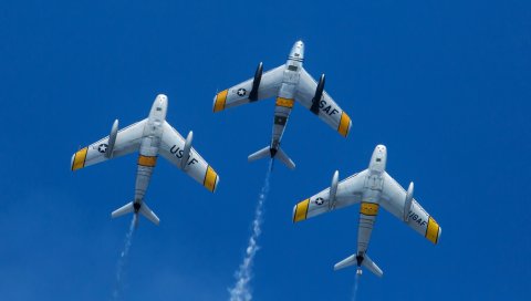 F-86, сабля, самолеты, небо