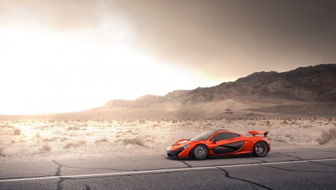 Mclaren, p1, вид сбоку, дорога