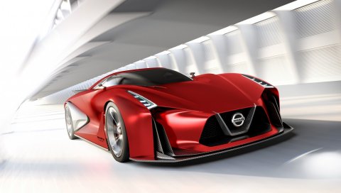 Nissan, gran turismo, вид сбоку, красный