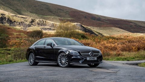 Mercedes-benz, cls 350, черный, вид сбоку