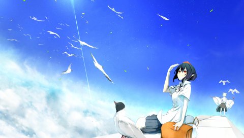 Touhou, shameimaru aya, inubashiri momiji