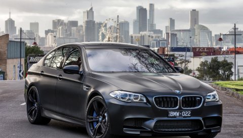 Bmw, m5, черный, вид сбоку