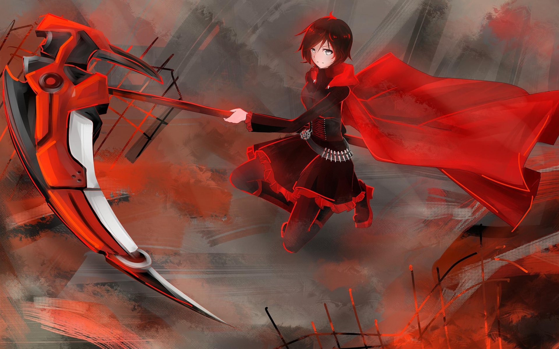 Картинки Rwby, рубиновая роза, девушка, коса, оружие фото и обои на рабочий стол