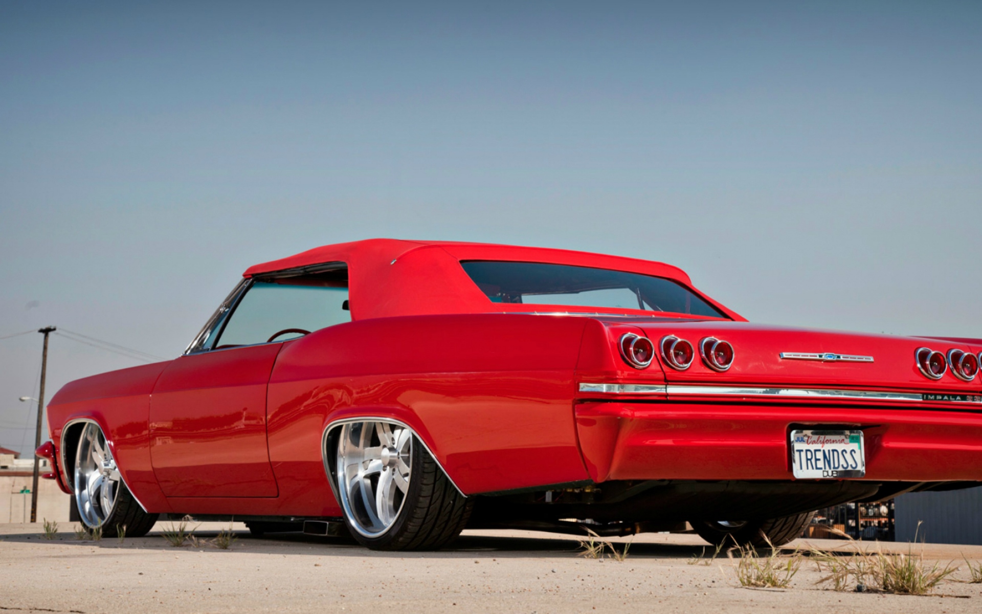 Картинки Chevrolet, impala, 1965, красный, вид сбоку фото и обои на рабочий стол