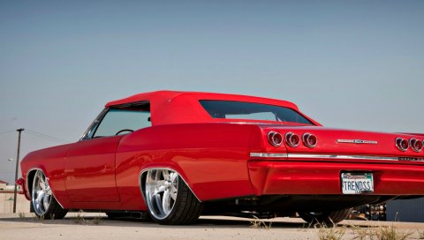 Chevrolet, impala, 1965, красный, вид сбоку
