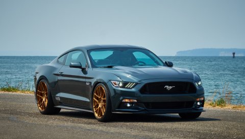 Ford, mustang, se1, синий, вид сбоку
