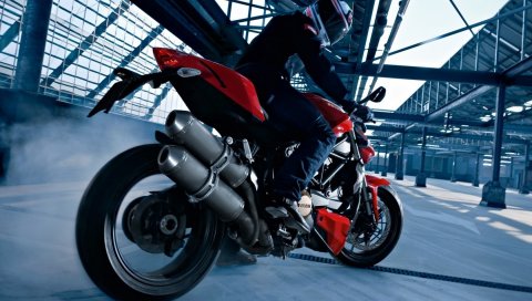 Ducati, мотоцикл, мотоциклист, вид сбоку