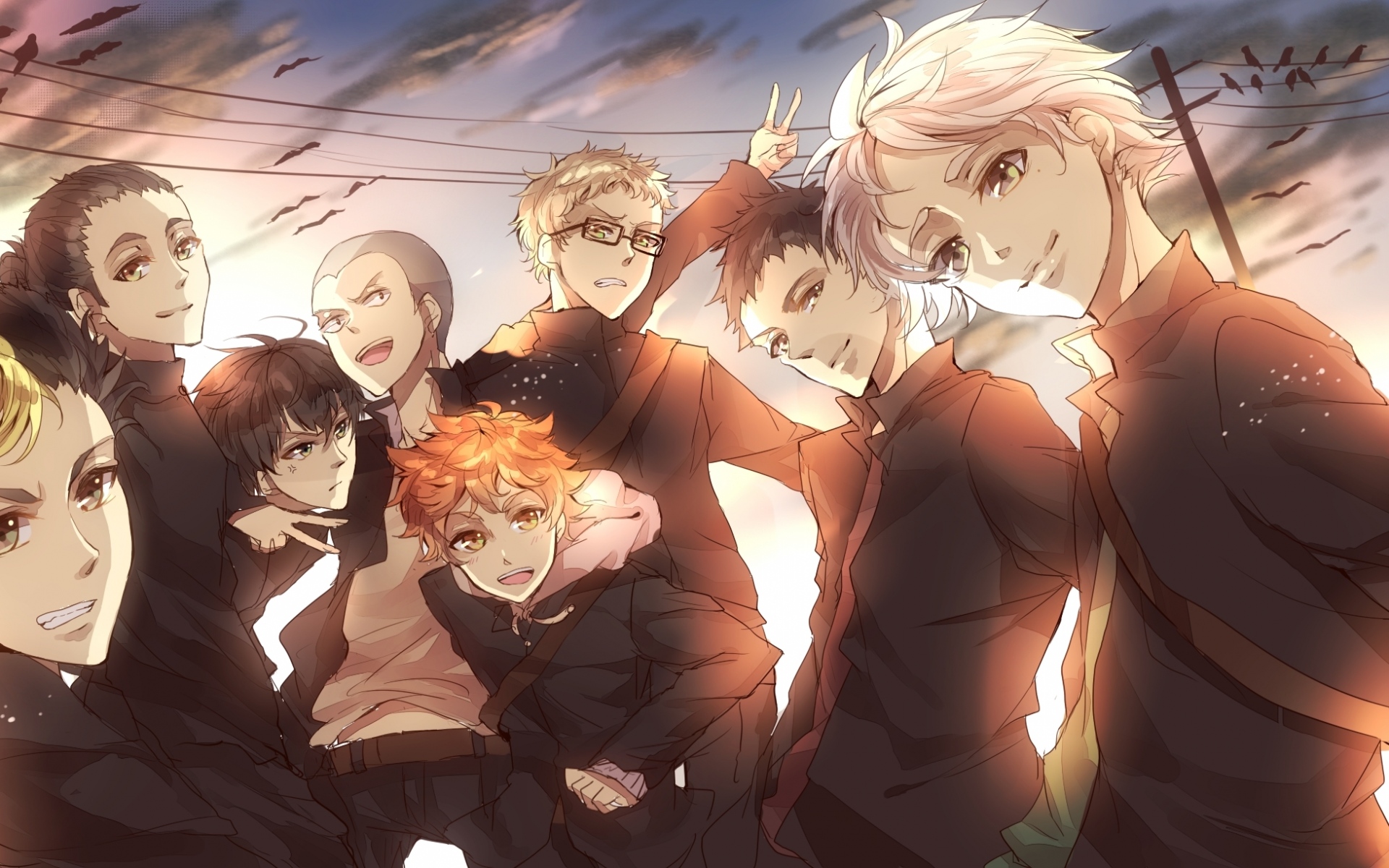 Картинки Haikyuu, tobio kageyama, shouyou hinata, tsukishima kei, nishinoya yuu, sugawara koushi фото и обои на рабочий стол