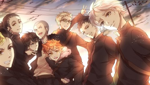 Haikyuu, tobio kageyama, shouyou hinata, tsukishima kei, nishinoya yuu, sugawara koushi