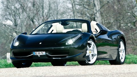 Ferrari, 458, italia, кабриолет, черный, вид спереди