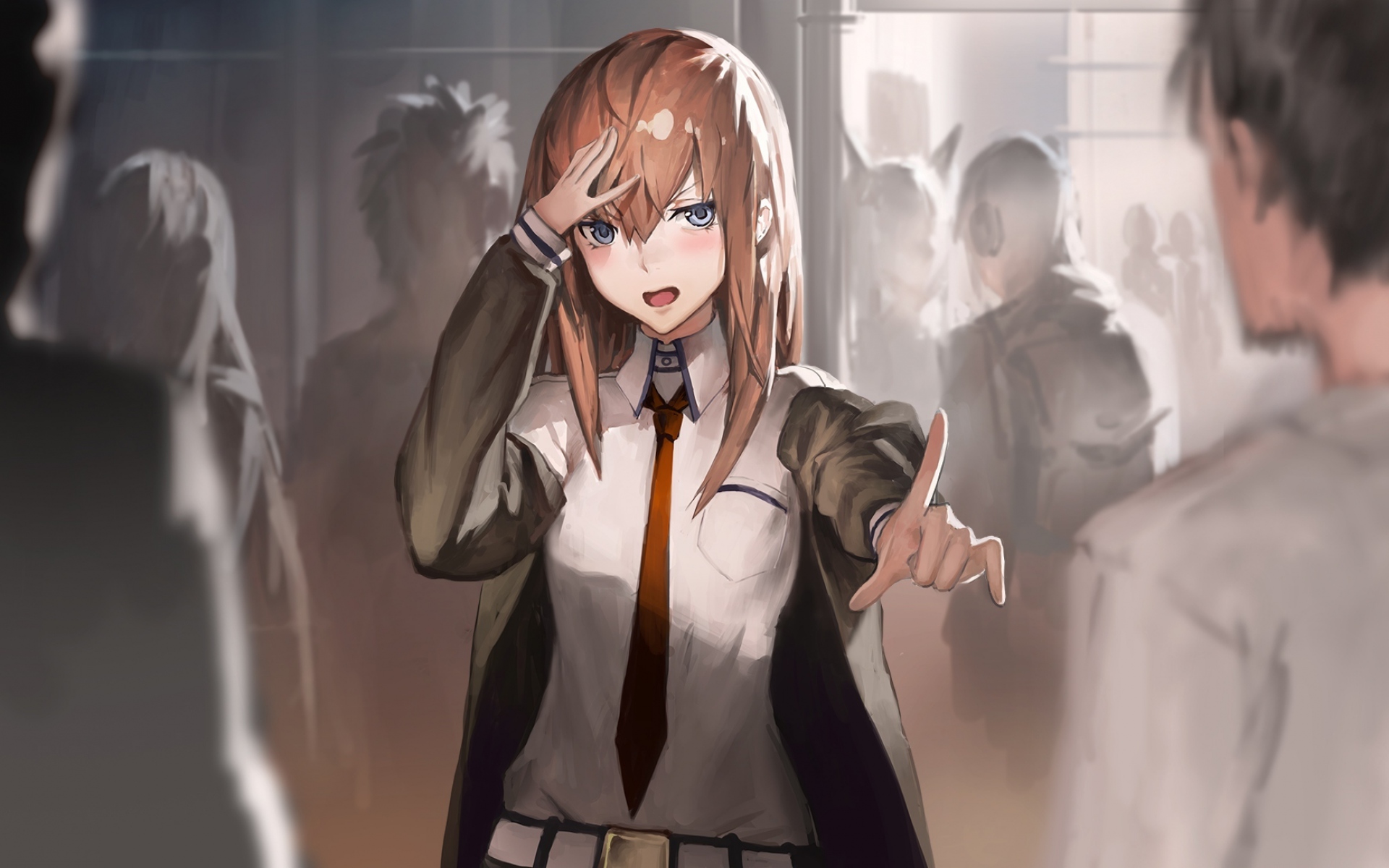 Картинки Makise kurisu, okabe rintarou, аниме, девушка, искусство фото и обои на рабочий стол