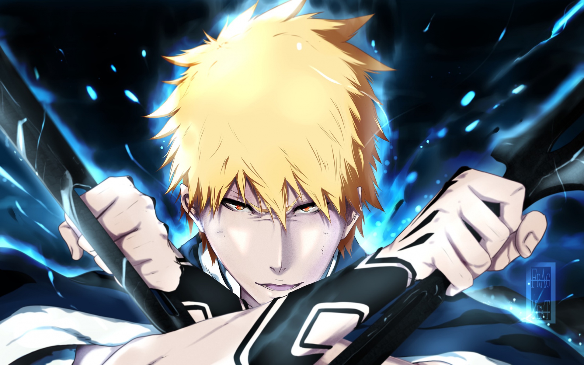 Картинки Kurosaki ichigo, отбеливатель, взгляд, оружие фото и обои на рабочий стол