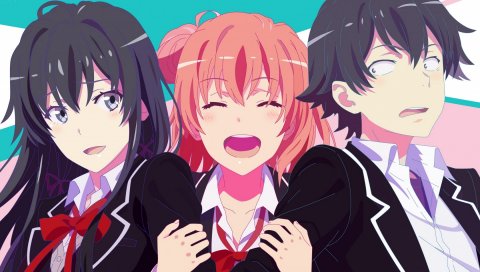 Yukinoshita yukino, yuigahama yui, hikigaya hachiman
