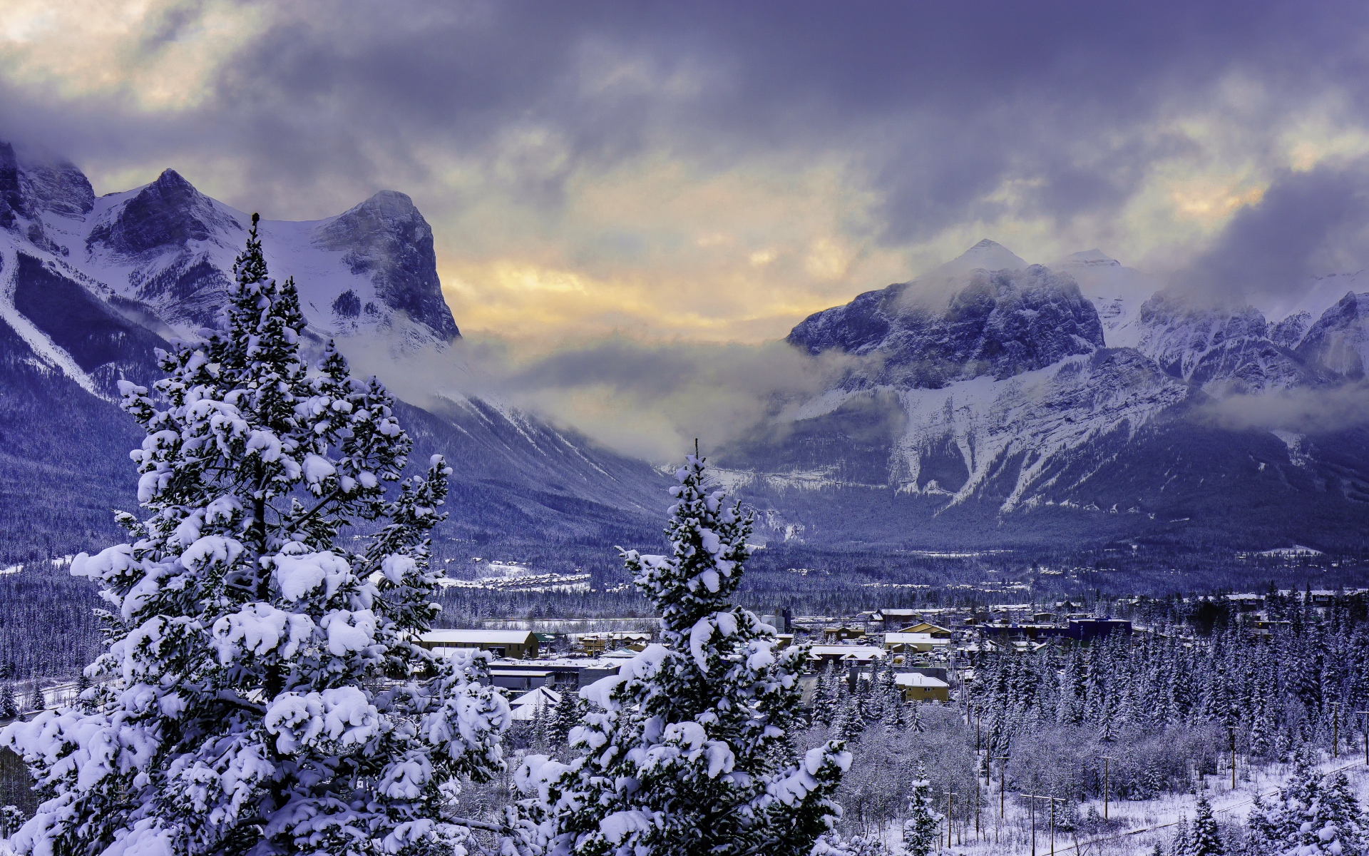 Картинки Канада, горы, альберта, национальный парк Банф, снег, зима фото и обои на рабочий стол