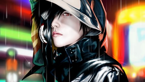 Tokyo ghoul, мужчина, капот, искусство
