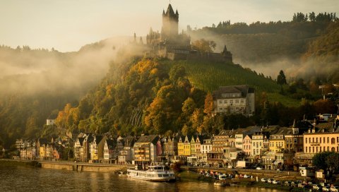 Германия, cochem, mosel, река, замок