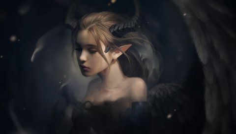 Эльф, рога, фэнтези, искусство