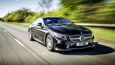 Mercedes-benz, s 500, купе, скорость, черный, вид сбоку
