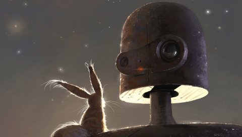 Замок в небе, студия ghibli, робот, кролик