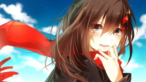 Проект kagerou, tateyama ayano, лицо, шарф