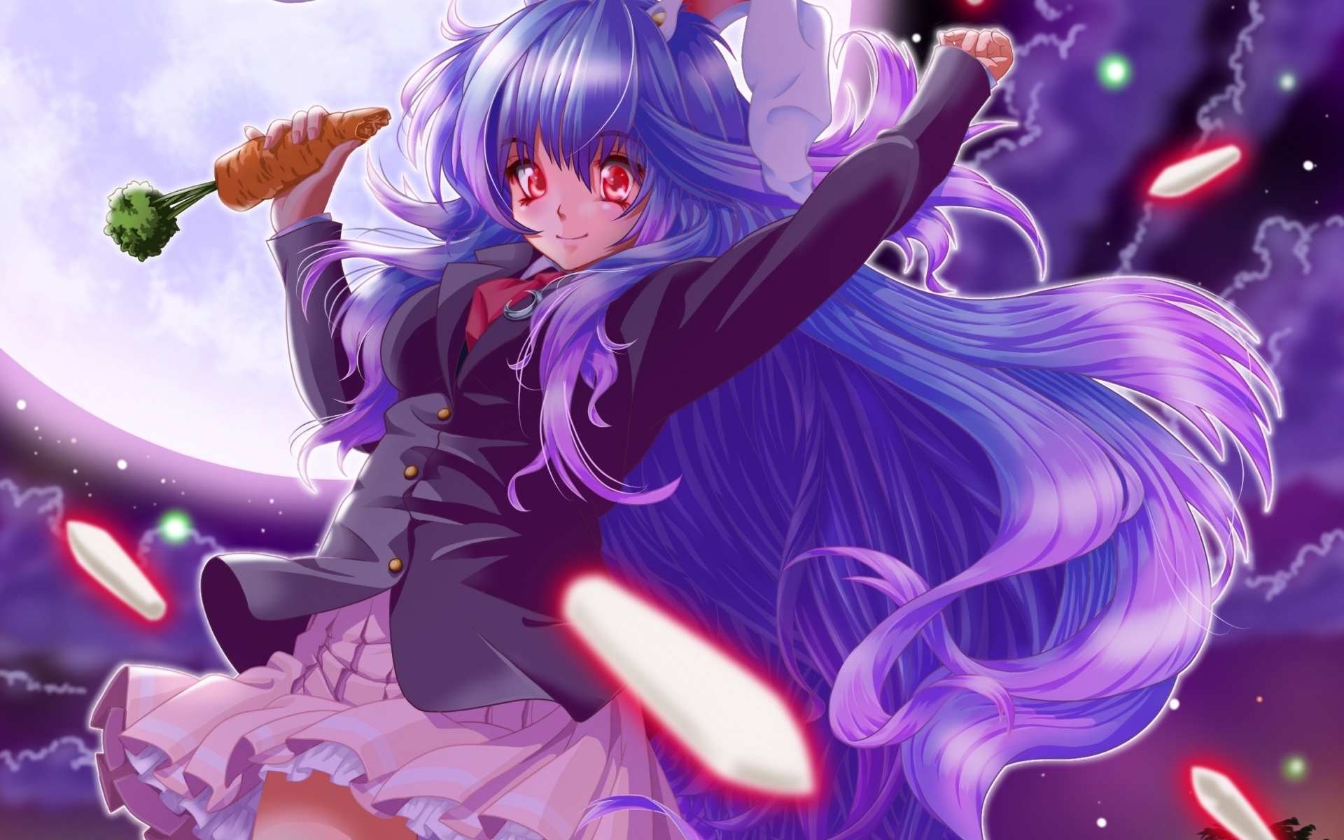 Картинки Touhou, reisen udongein inaba, морковь, девушка фото и обои на рабочий стол