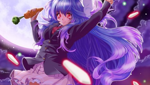 Touhou, reisen udongein inaba, морковь, девушка