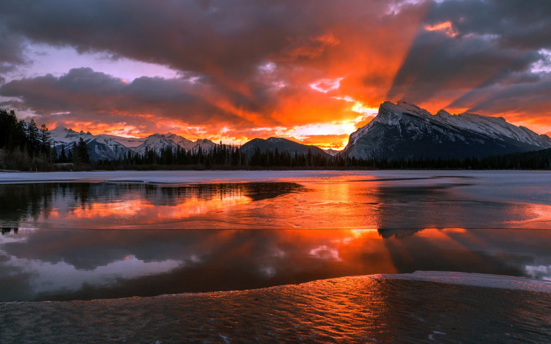 Картинки Канада, Альберта, национальный парк Банф, восход солнца фото и обои на рабочий стол