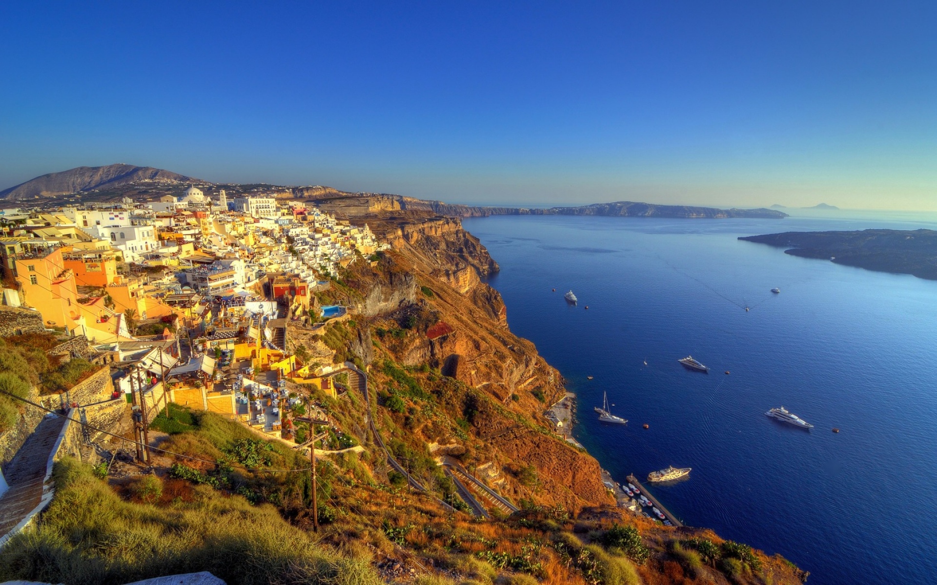 Картинки Греции, Санторини, остров, море, HDR фото и обои на рабочий стол