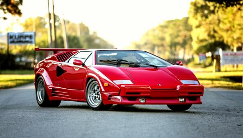 Бертон, ламборджиньте, Countach, 1990, красный