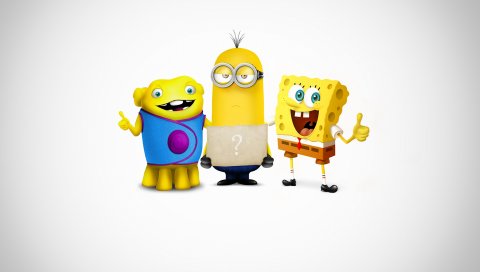 Spongebob, миньон, кевин, супер-команда