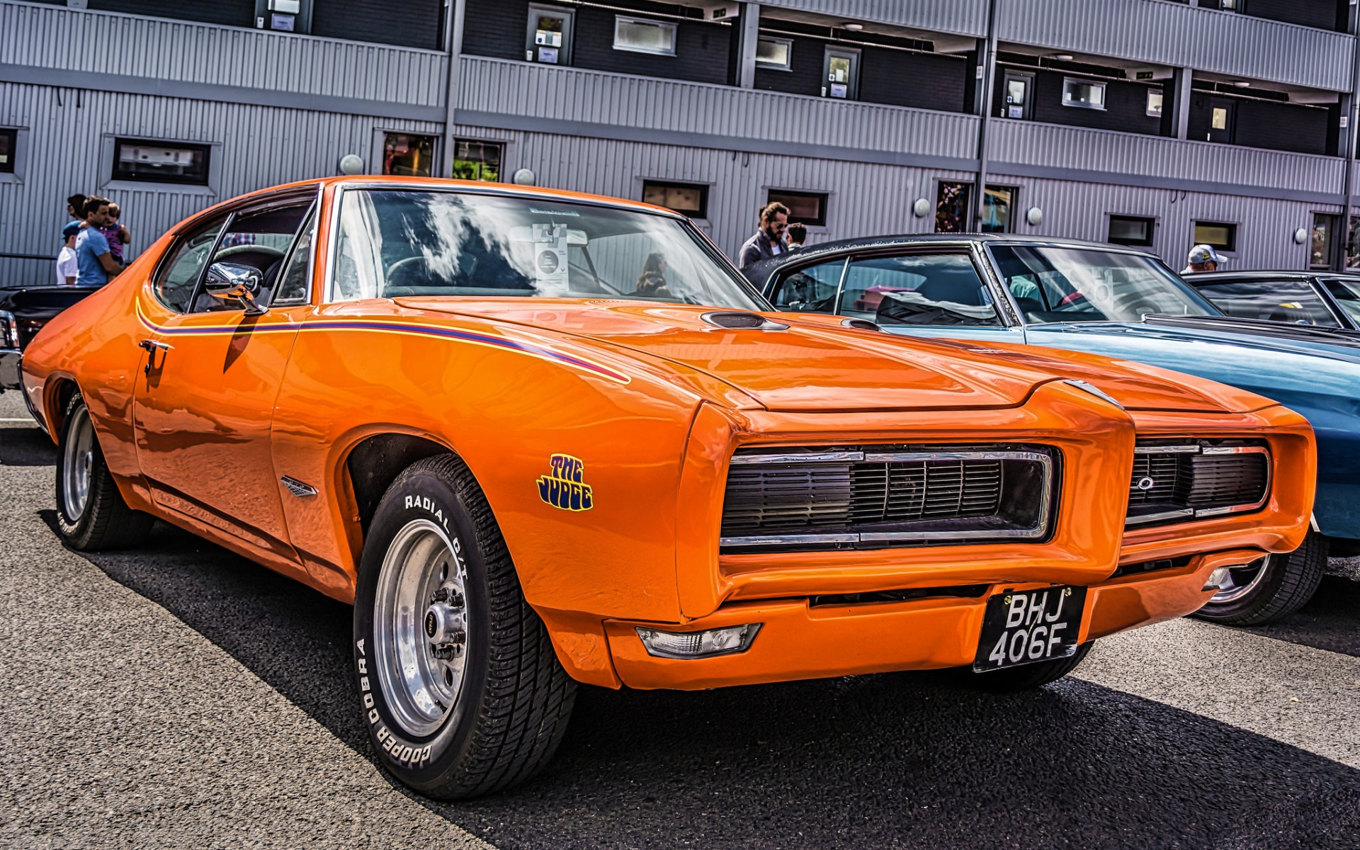 Картинки Pontiac, gto, 1968, оранжевый, бампер фото и обои на рабочий стол