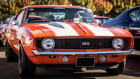 Chevrolet, camaro, ss, красный, вид спереди