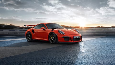 Porsche, 911, gt3rs, вид сбоку, красный