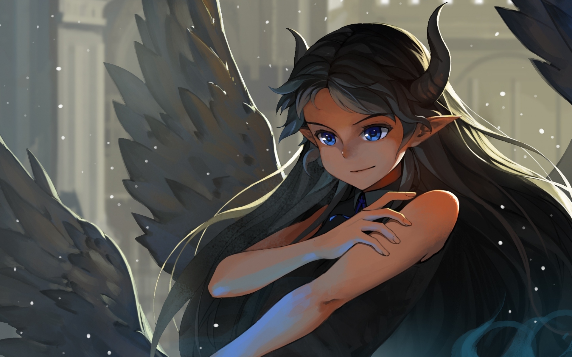 Картинки Pixiv fantasia, девушка, крылья, аниме фото и обои на рабочий стол