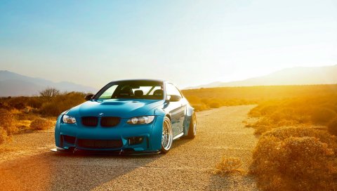 Bmw, m3, e92, синий, пустыня