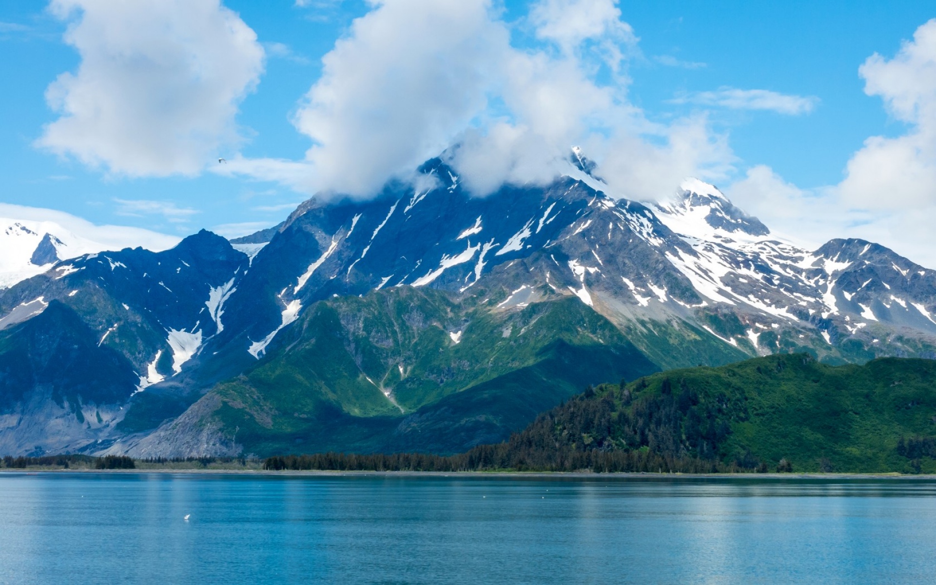 Картинки США, кенай фьорды, Аляска, горы, озеро, небо фото и обои на рабочий стол