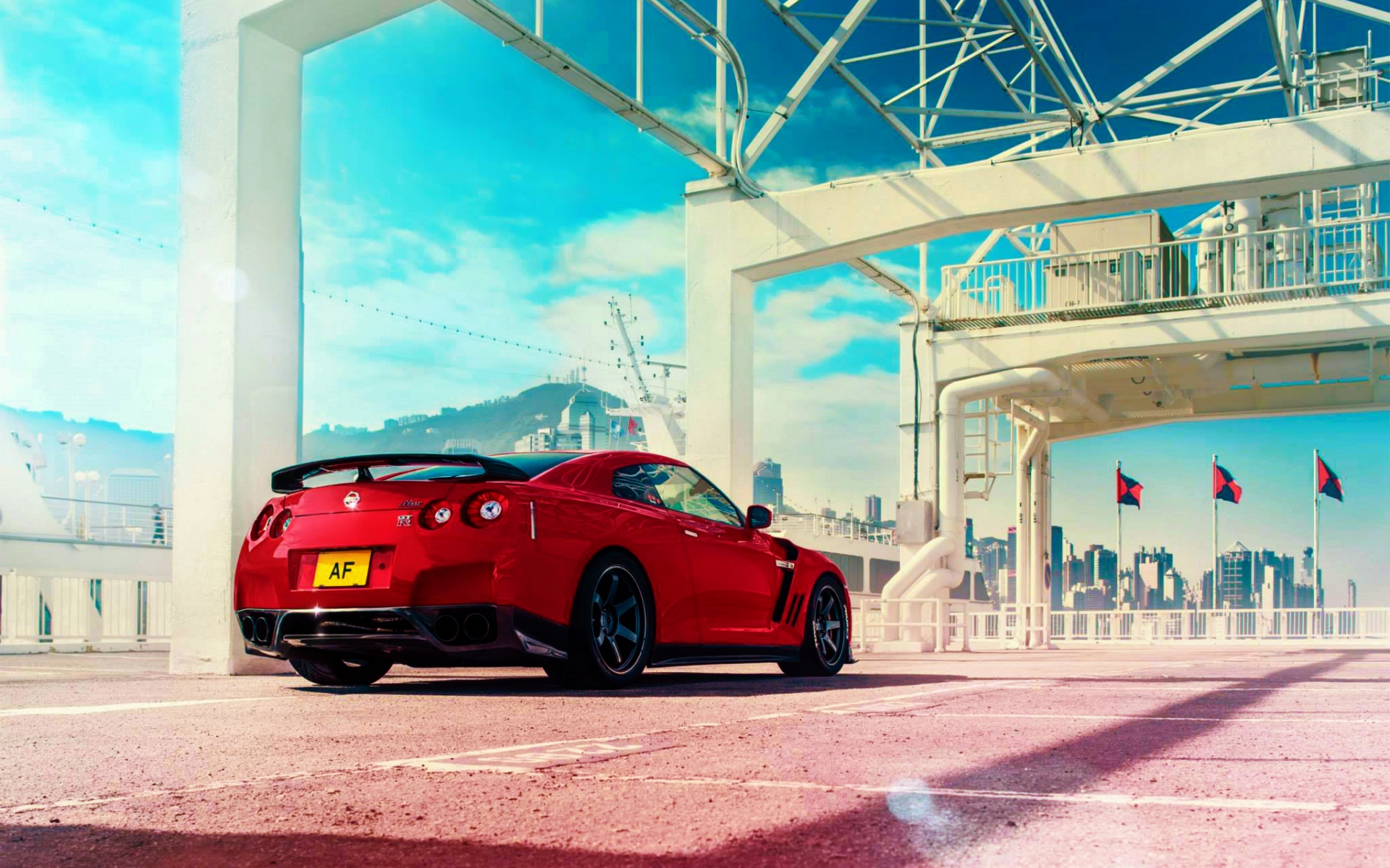 Картинки Nissan, gt-r, красный, вид сзади, спортивный автомобиль фото и обои на рабочий стол