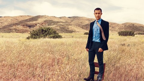 Joseph gordon-levitt, стул, трава, фотосессия