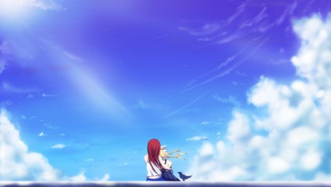 Kamio haruko, kamio misuzu, небо, девушка