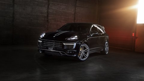 Porsche, cayenne, 958, черный, вид спереди