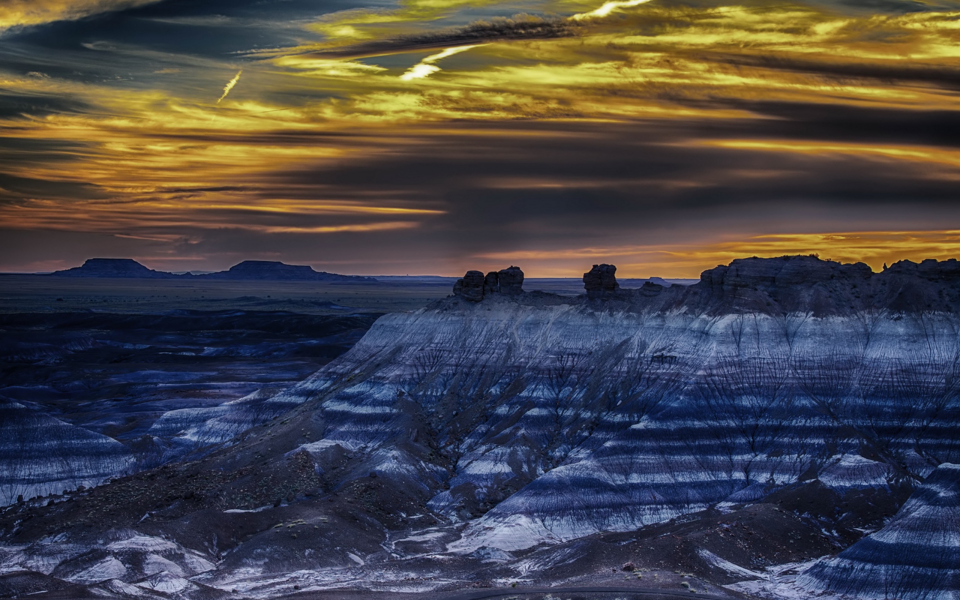 Картинки Окаменевший лес, Аризона, горы, небо, hdr фото и обои на рабочий стол