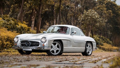 Mercedes-benz, 300sl, amg, w198, серебро, вид сбоку