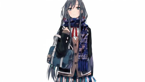 Yukinoshita yukino, девушка, шарф, искусство