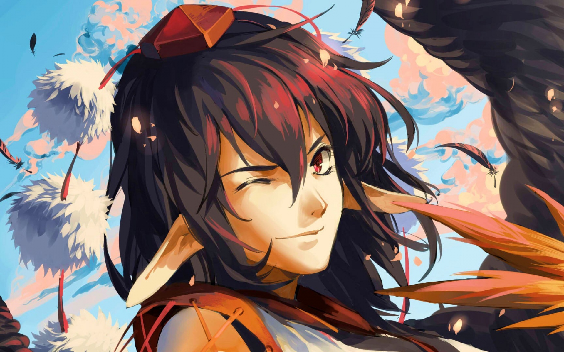 Картинки Touhou, shameimaru aya, tokin hat, искусство, лицо фото и обои на рабочий стол