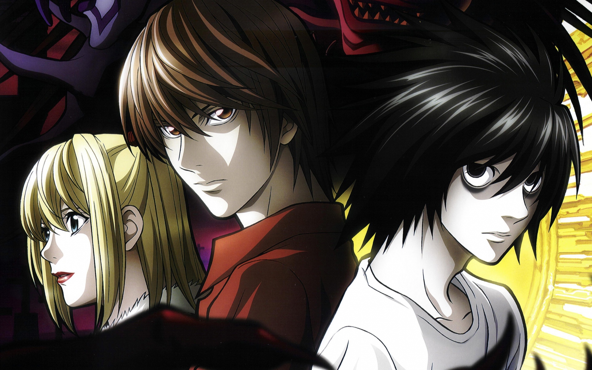 Картинки Смертельная нота, свет ягами, кира, l, lawliet, amane misa, шинигами, бог смерти фото и обои на рабочий стол