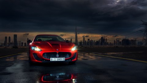 Мазератти, GranTurismo, MC Stradale, красный, вид спереди