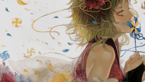 Vocaloid, гая, девушка, аним, цветы, искусство